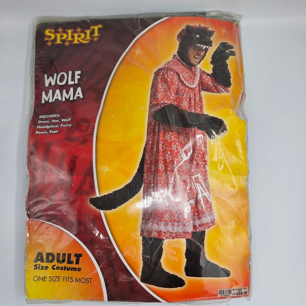 Spirit Halloween Wolf Mama Adult Costume Big Bad Wolf Granny One Size Red Floral